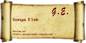 Gonya Elek névjegykártya